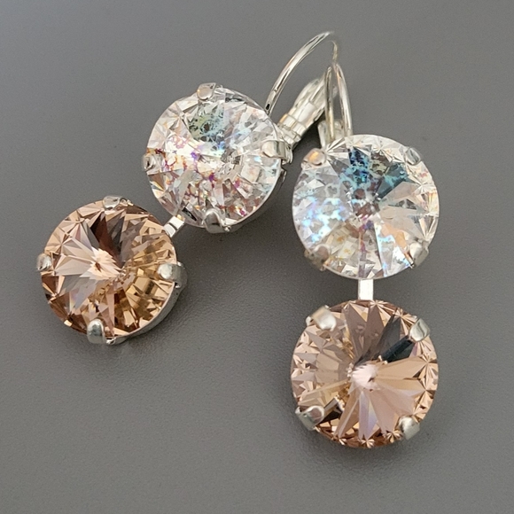 Austrian Crystal Earrings in Shiny Silver - Picture 8 of 9